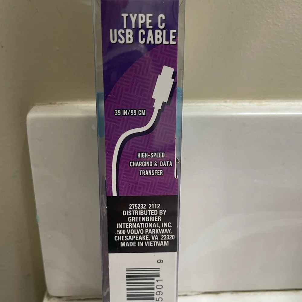 Blue High Speed Type C USB Charging & Data Transfer Cable, 39”